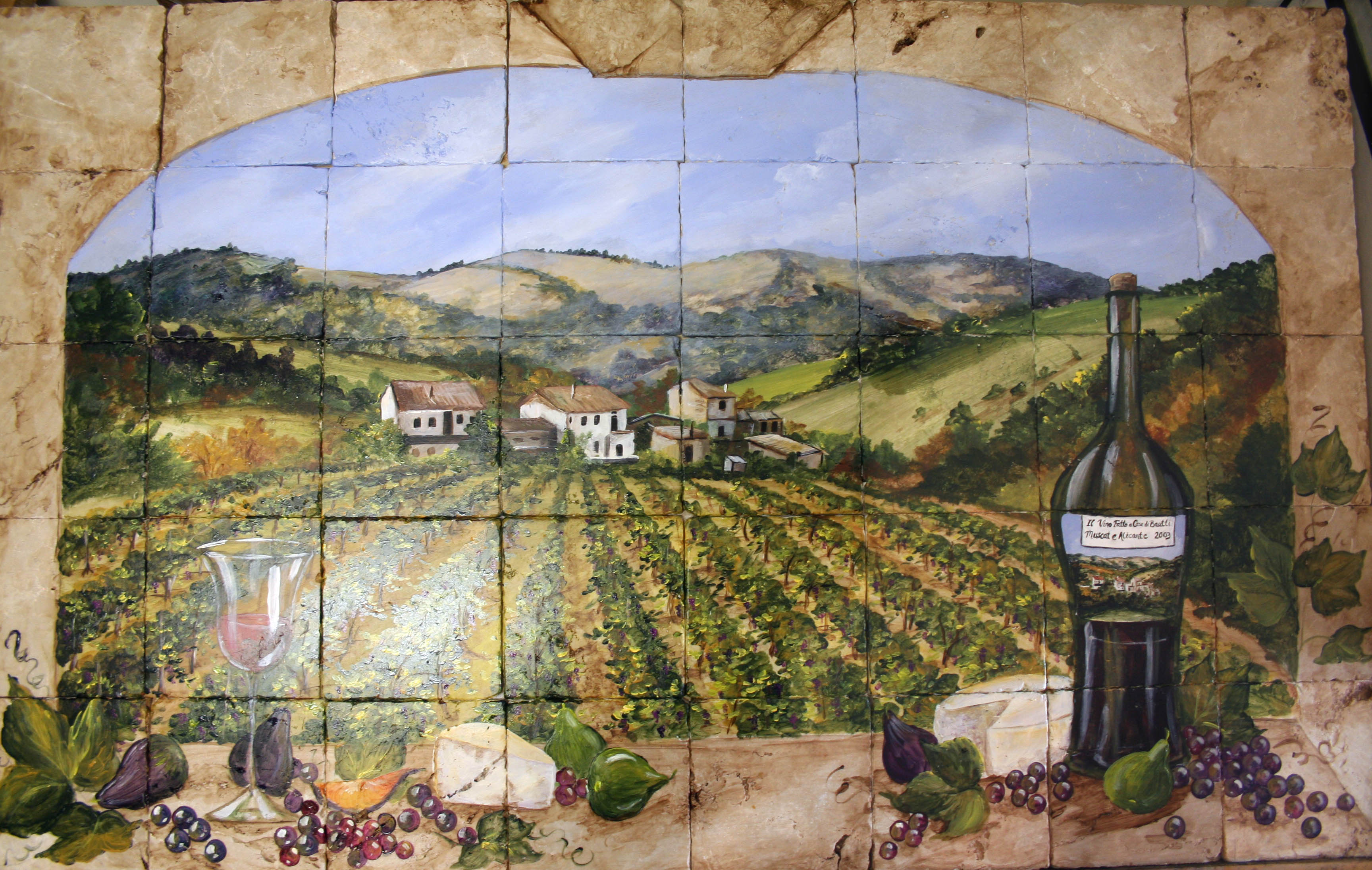 Ceramic Tile Mural Backsplash Margosian Villa Tuscan Starry Night Art JM046 
